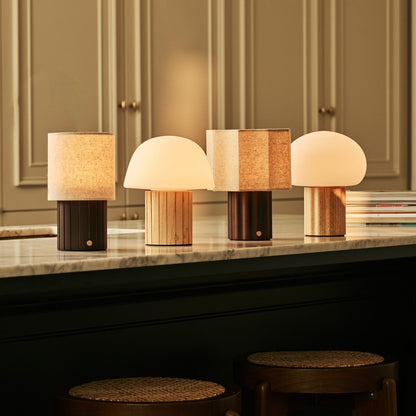 Siebe Light Brown Rechargeable Table Lamp | Dimmable, Modular Lampshade & 3 Light Colors