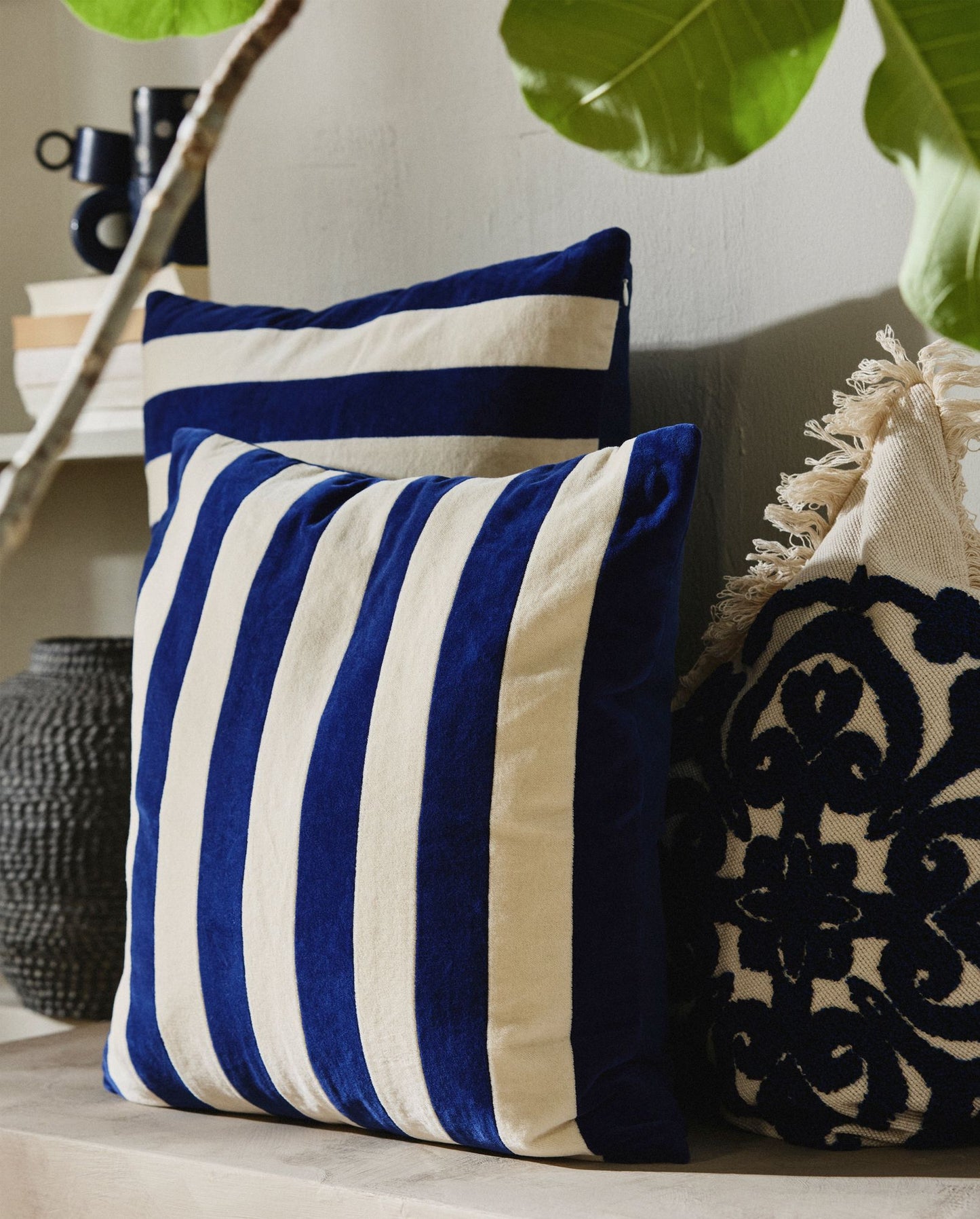 Nordal ALHENA Kissenbezug, 48x68cm - ivory/blue