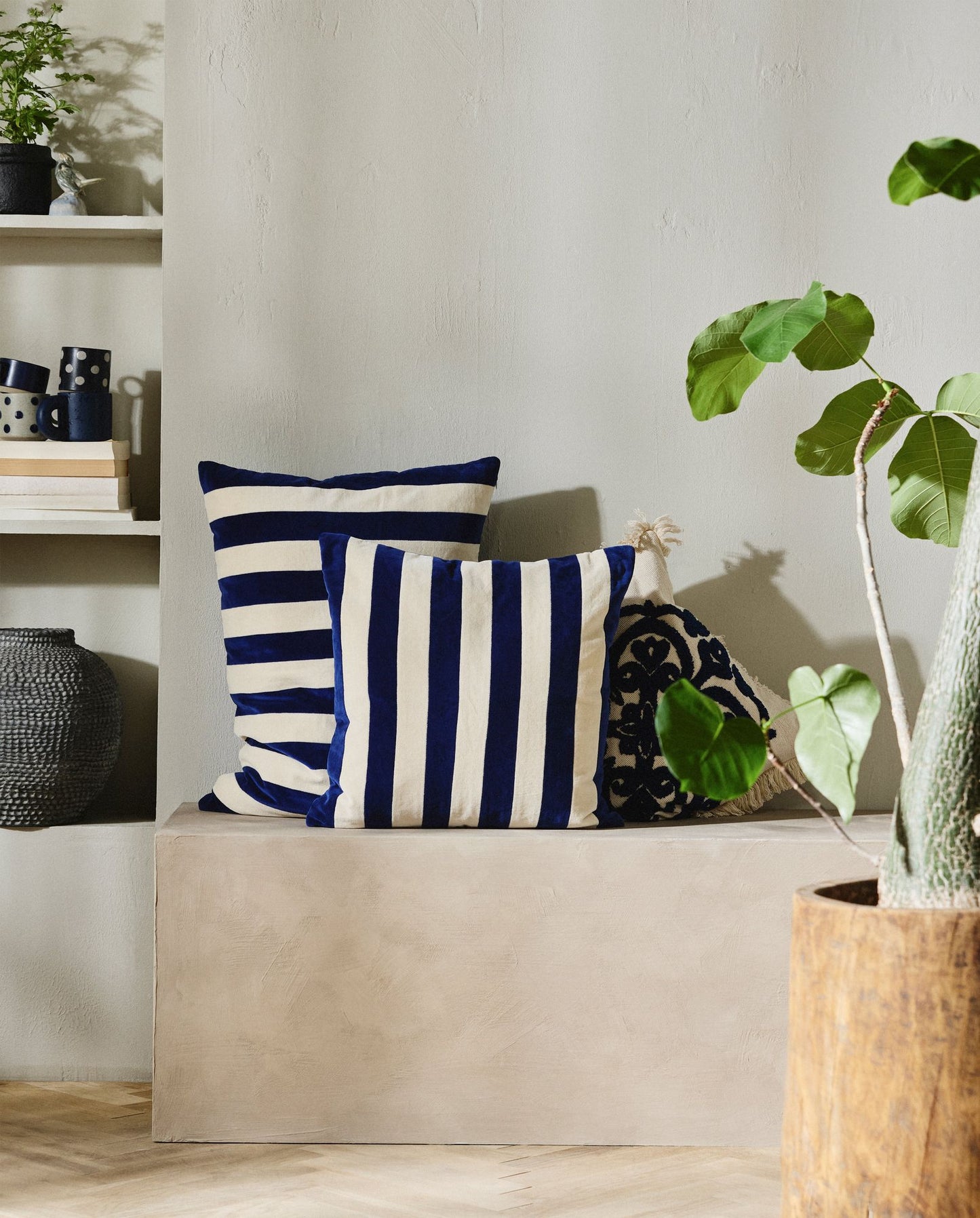 Nordal ALHENA Kissenbezug, 48x68cm - ivory/blue