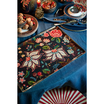 Tray Metal Large Berry Blues Dark Blue 48x32cm
