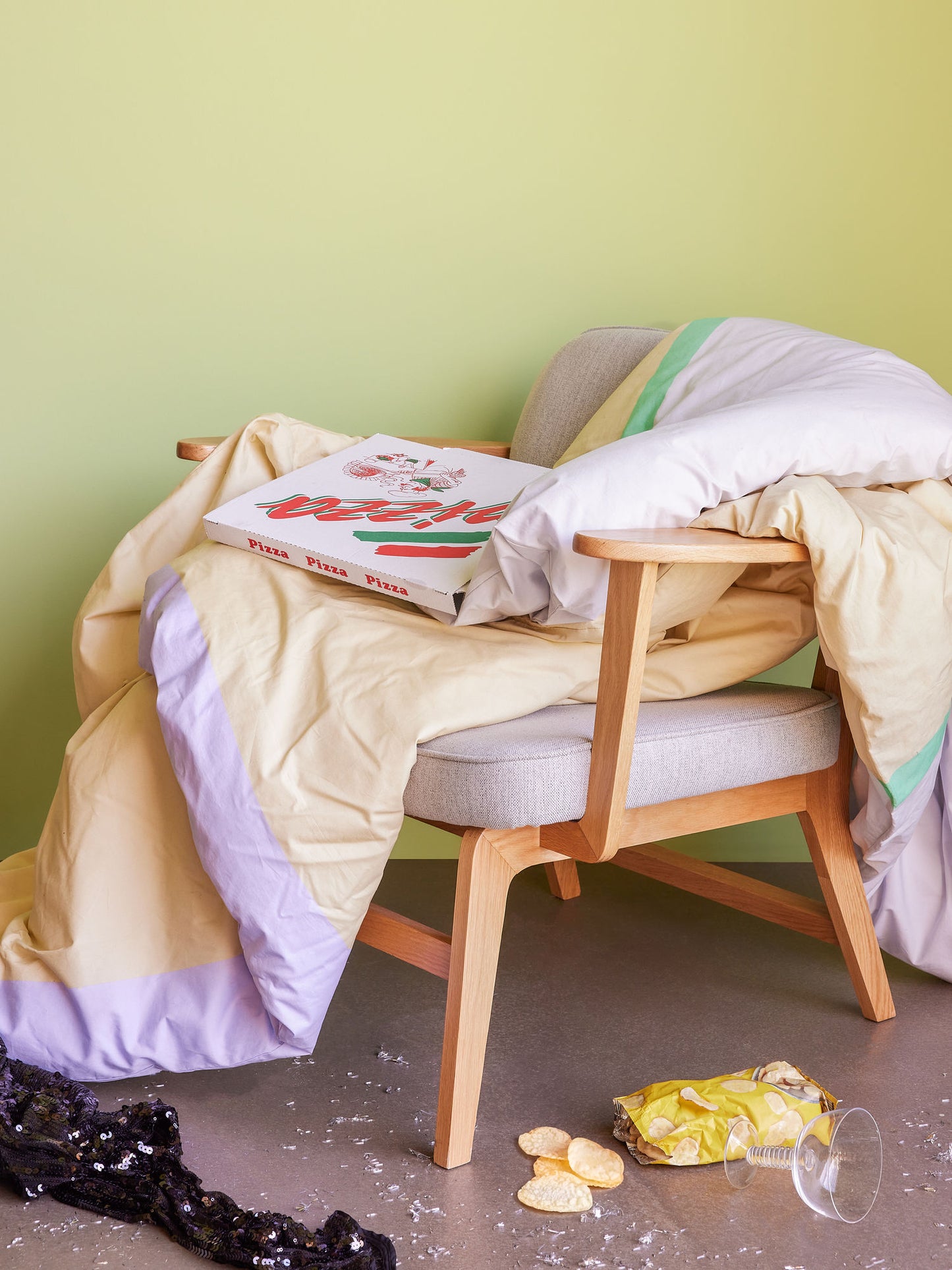 Hübsch Block Bettwäsche 60/220 Beige/ Multifarben
