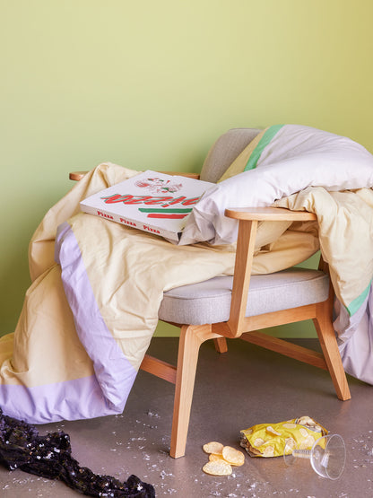 Hübsch Block Bettwäsche 60/220 Beige/ Multifarben