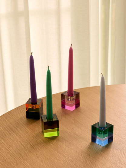 Hübsch Block Kerzenständer Braun/Green & Gray/Rosa (2er Set)