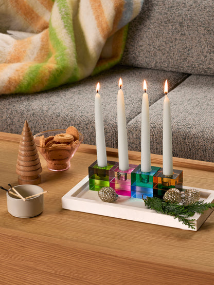 Hübsch Block Kerzenständer Braun/Green & Gray/Rosa (2er Set)