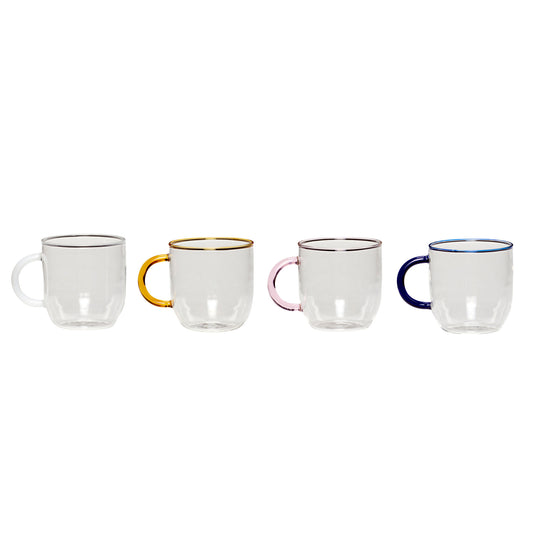 Hübsch Kiosk Glastasse Multifarben, 4er Set