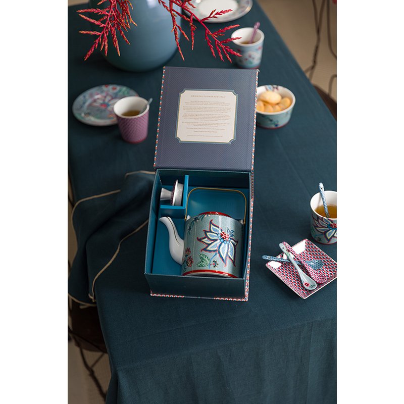 Pip Studio Giftset Teekanne Oriental Flower Festival Blue 1 ltr
