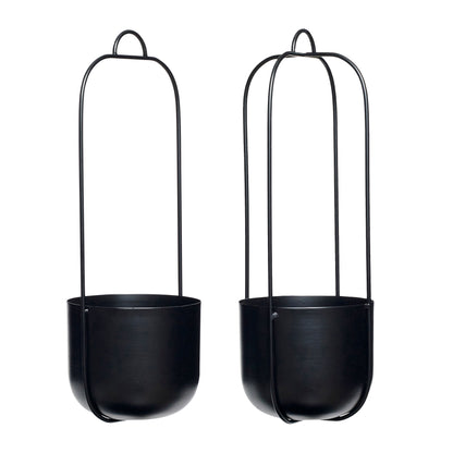 Hübsch Lotus Hängetöpfe Schwarz (2er Set)