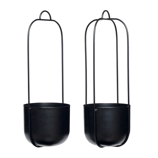 Hübsch Lotus Hängetöpfe Schwarz (2er Set)