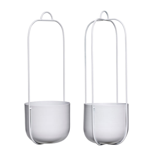 Hübsch Lotus Hängetöpfe Hellgrau (2er Set)
