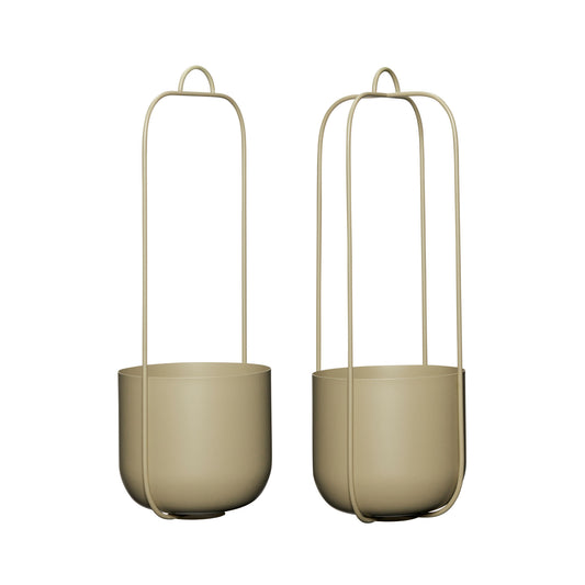 Hübsch Lotus Hängetöpfe Khaki (2er Set)