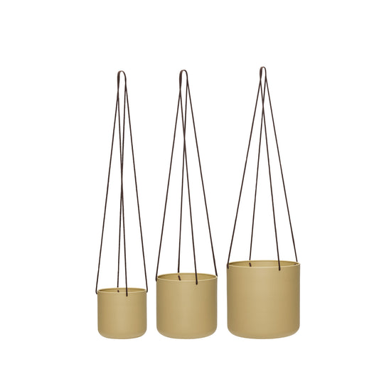 Hübsch Bloom Hängetöpfe Large Khaki (3er Set)