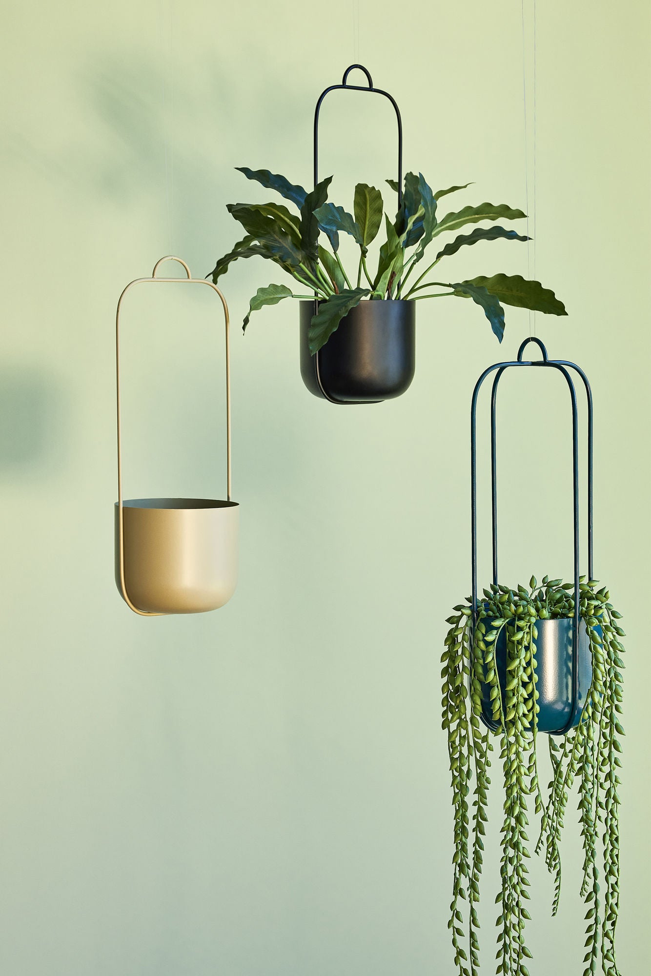 Hübsch Lotus Hängetöpfe Petrol (2er Set)