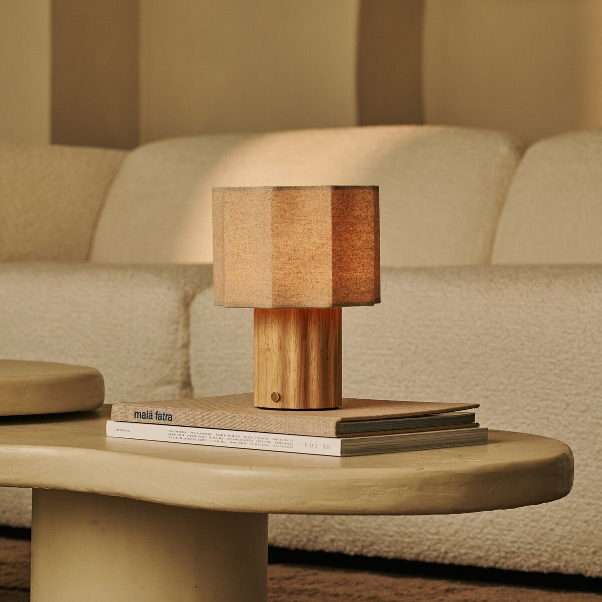 Eloïsa Light Brown Rechargeable Table Lamp | Linen Blend, Modular & Dimmable