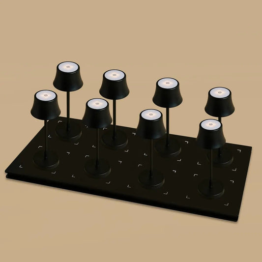 Kombi-Set Profi | 8 x De Pijp Mini Midnight Black wiederaufladbare Tischlampen mit Ladestation