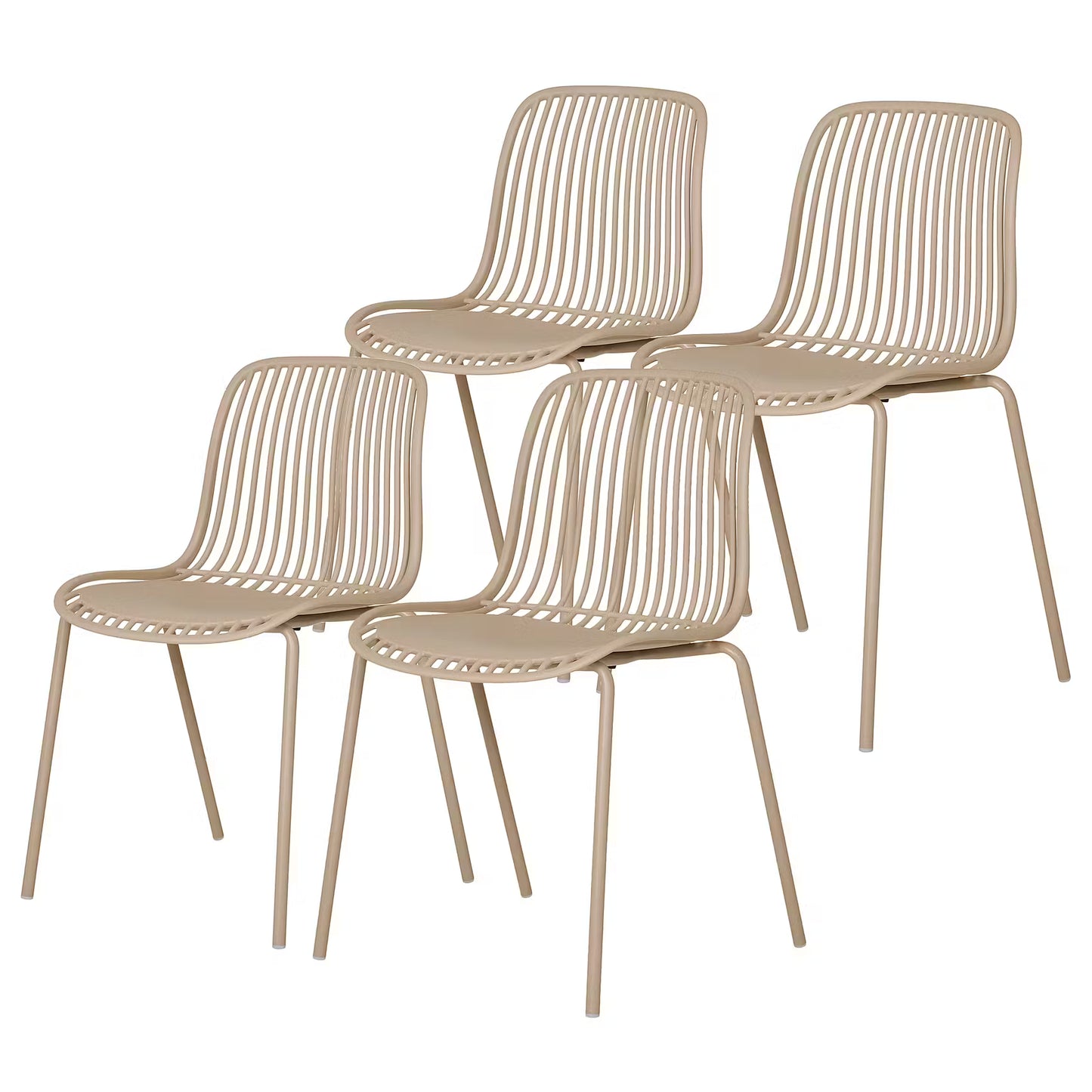 Branson 4er Set Gartenstühle – Sand, stapelbar