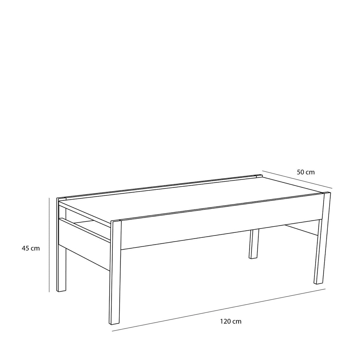 Hübsch Forma Couchtisch Naturfarben 120x50cm