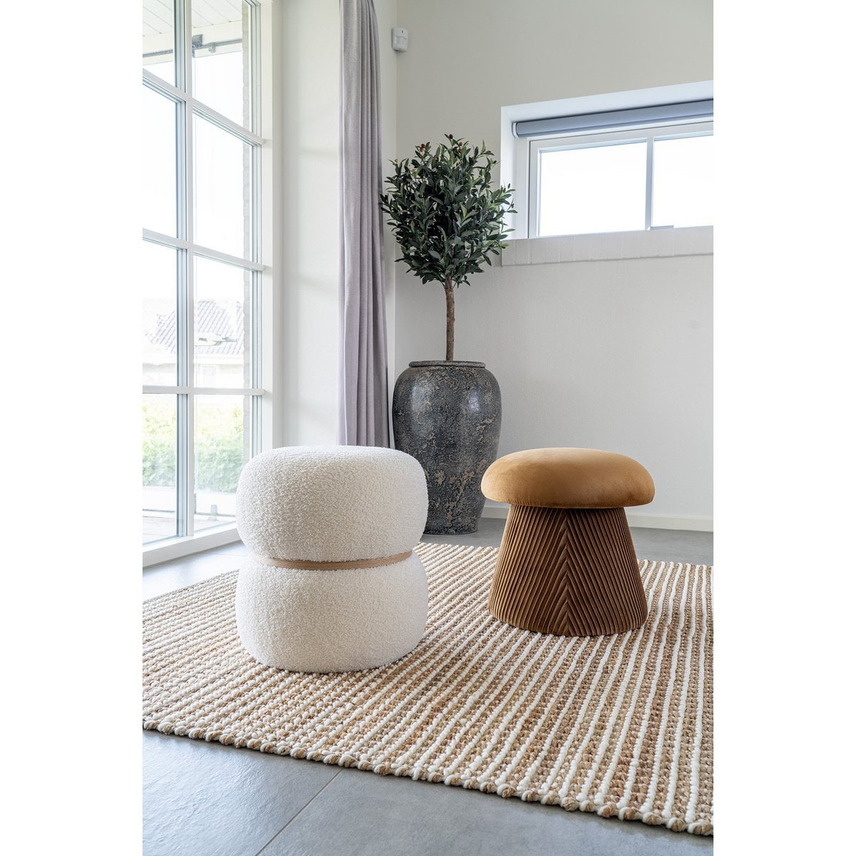 Milford Sitzpouf, weiß, 38 x 38 x 41 cm