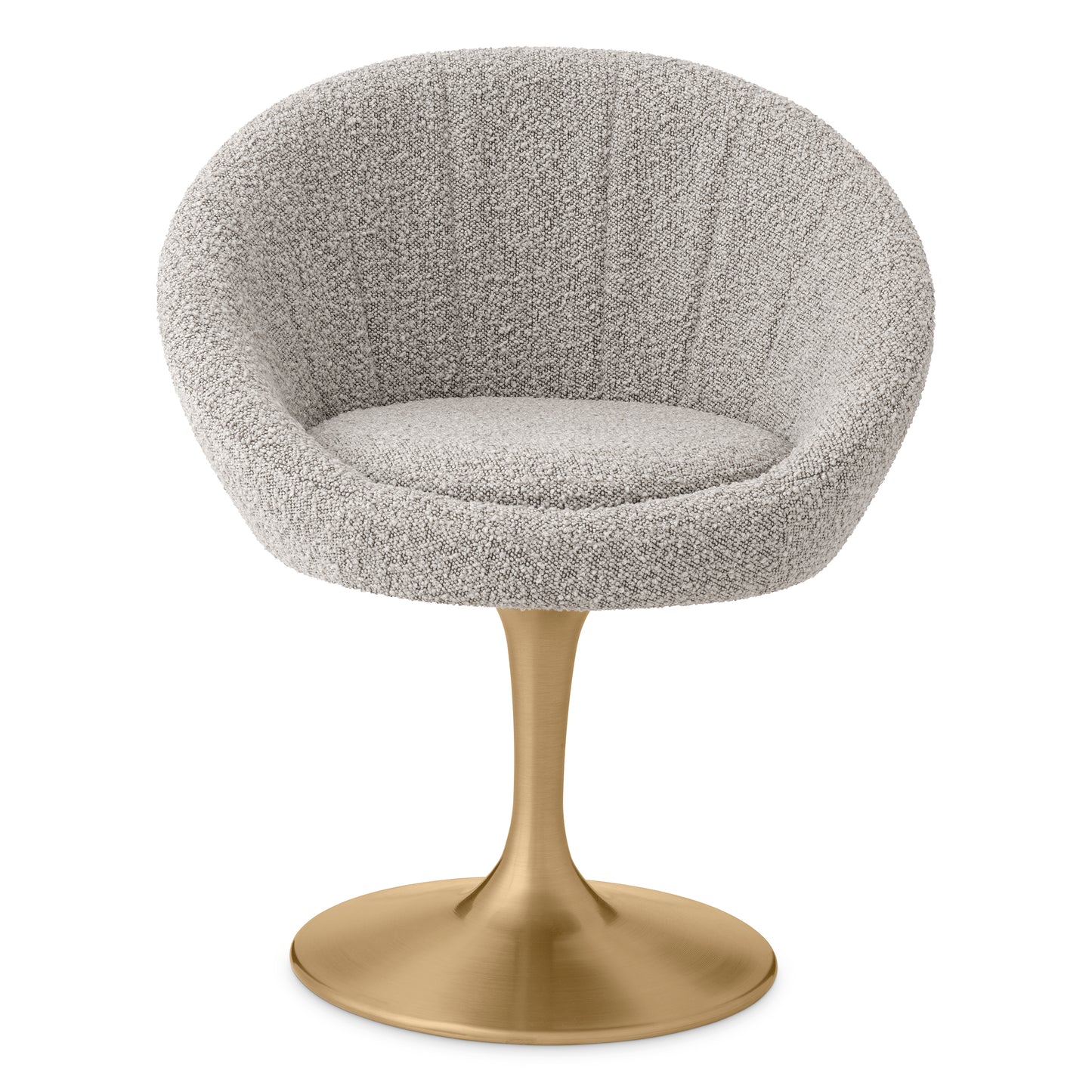 Esstischstuhl O'Neill bouclé grey brushed brass finish