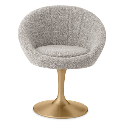 Esstischstuhl O'Neill bouclé grey brushed brass finish