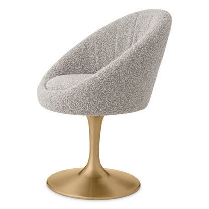 Esstischstuhl O'Neill bouclé grey brushed brass finish