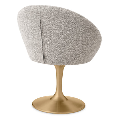 Esstischstuhl O'Neill bouclé grey brushed brass finish