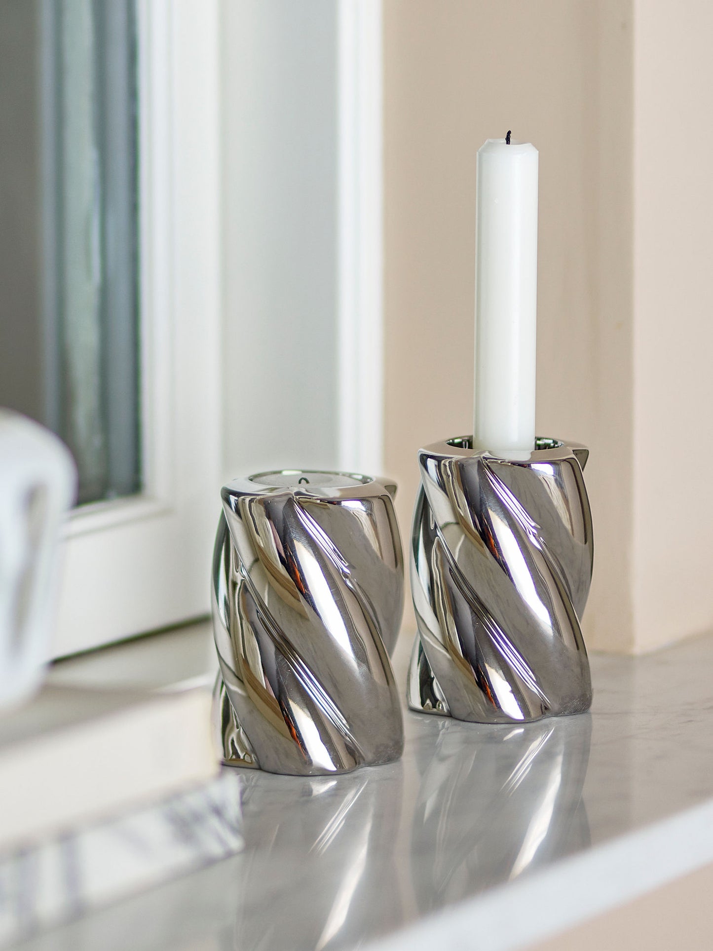 Bloomingville Silvia Kerzenhalter, Silber, Steingut