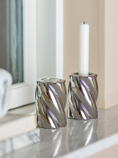 Bloomingville Silvia Kerzenhalter, Silber, Steingut