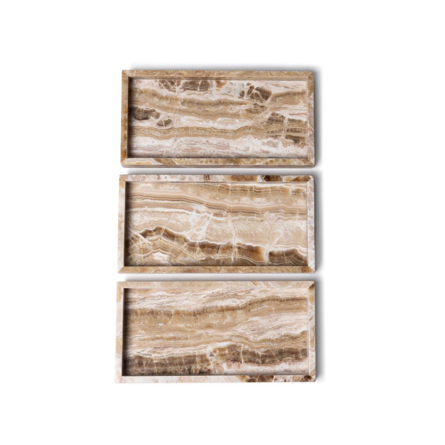 Marmor-Tablett mit Rand aus Sandelholz-Onyx