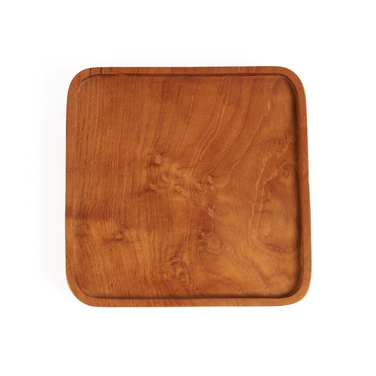 Tablett quadratischer Teller aus Teakholz – Natur – XS