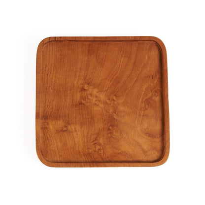 Tablett quadratischer Teller aus Teakholz – Natur – XS