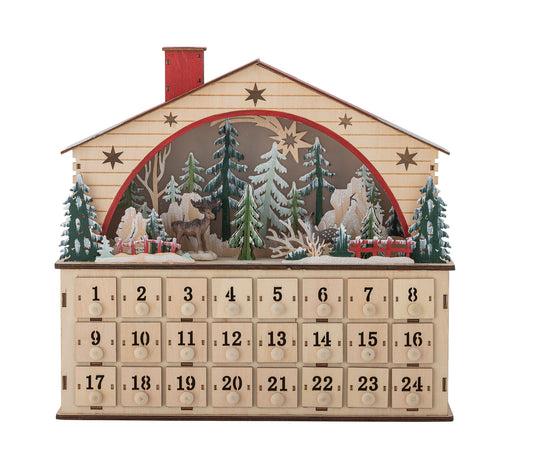 Bloomingville Melvin Kalender mit Licht, Natur, Sperrholz