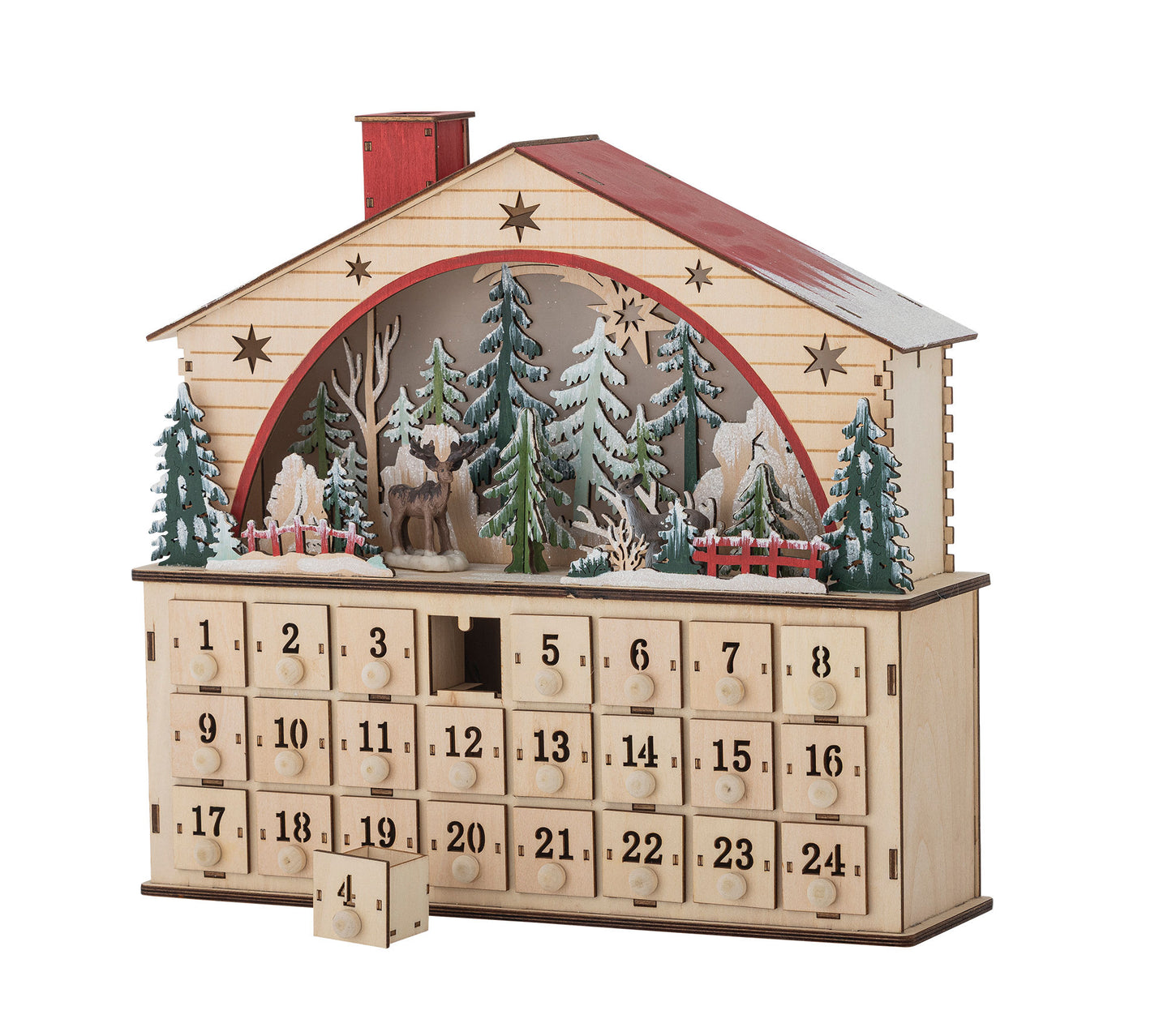 Bloomingville Melvin Kalender mit Licht, Natur, Sperrholz