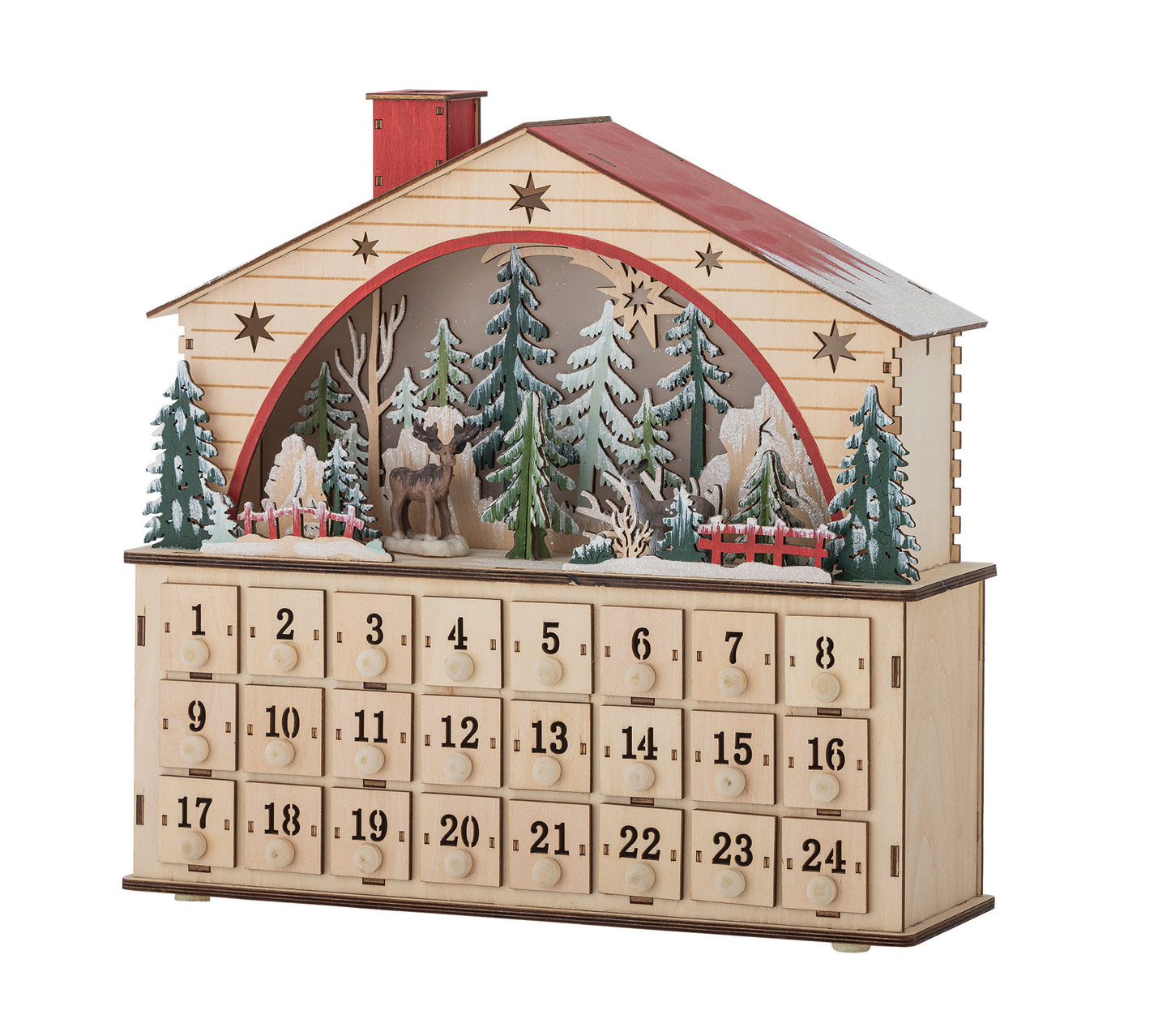 Bloomingville Melvin Kalender mit Licht, Natur, Sperrholz