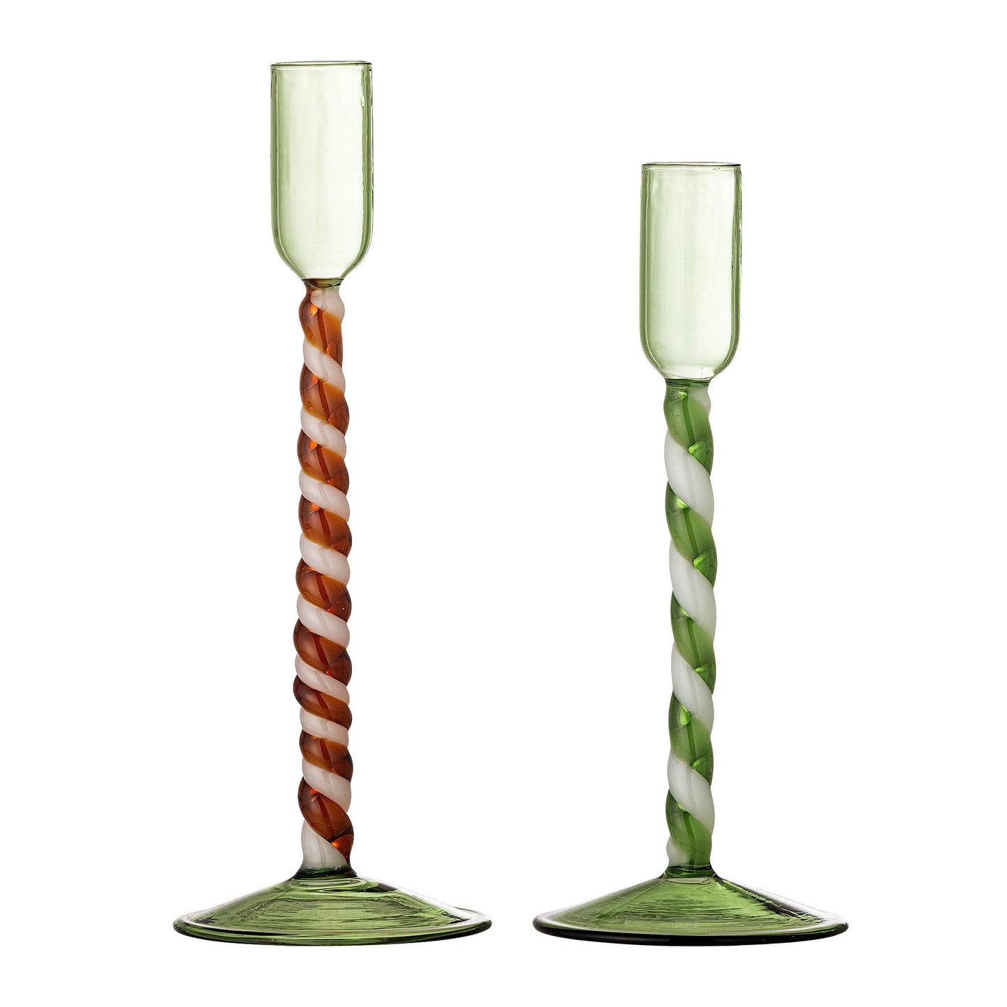 Bloomingville Swirlie Kerzenhalter, Grün, Glas