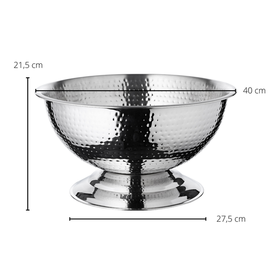 EDZARD Champagnerkühler Cara, Edelstahl hochglanzpoliert, gehämmert, Durchmesser 40 cm, Höhe 21 cm