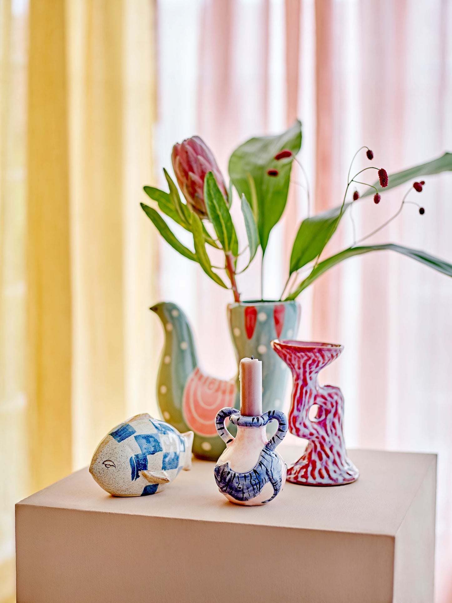 Bloomingville Trudy Vase, Blau, Steingut