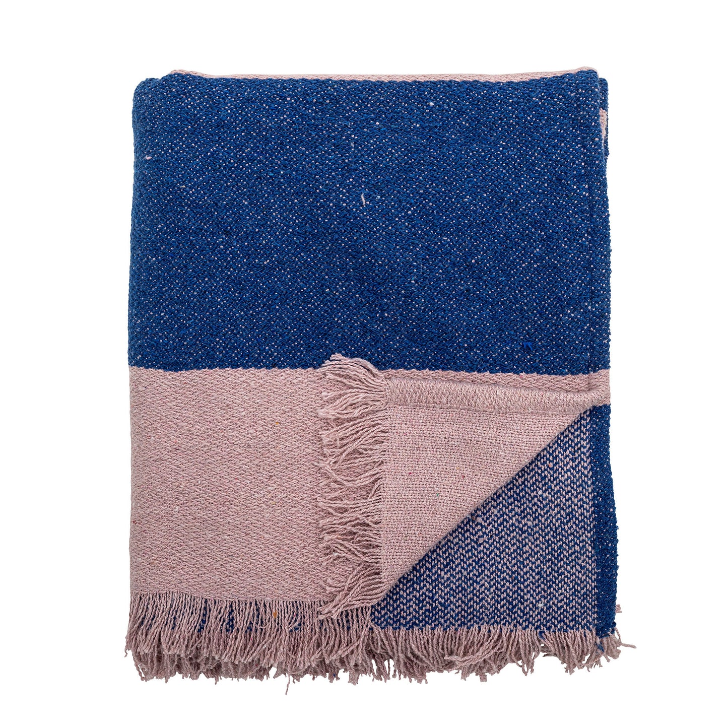 Bloomingville Cadeo Decke, Blau, Recycelte Baumwolle