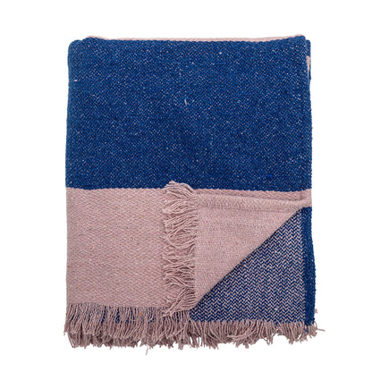 Bloomingville Cadeo Decke, Blau, Recycelte Baumwolle
