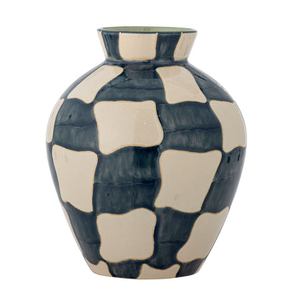 Bloomingville Check Vase, Bunt, Steingut
