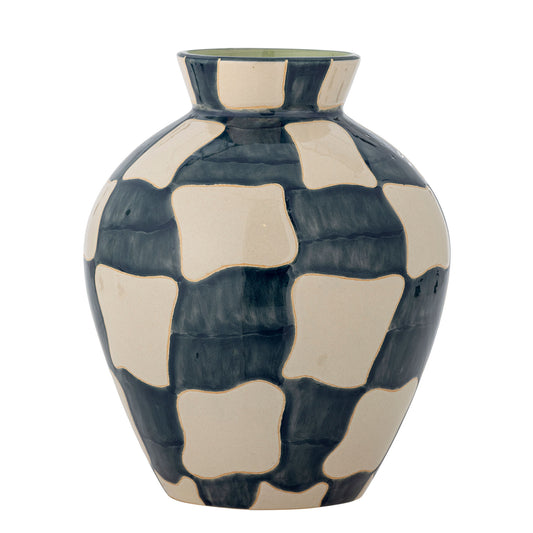 Bloomingville Check Vase, Bunt, Steingut