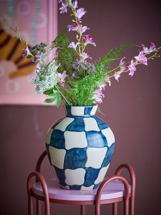 Bloomingville Check Vase, Bunt, Steingut