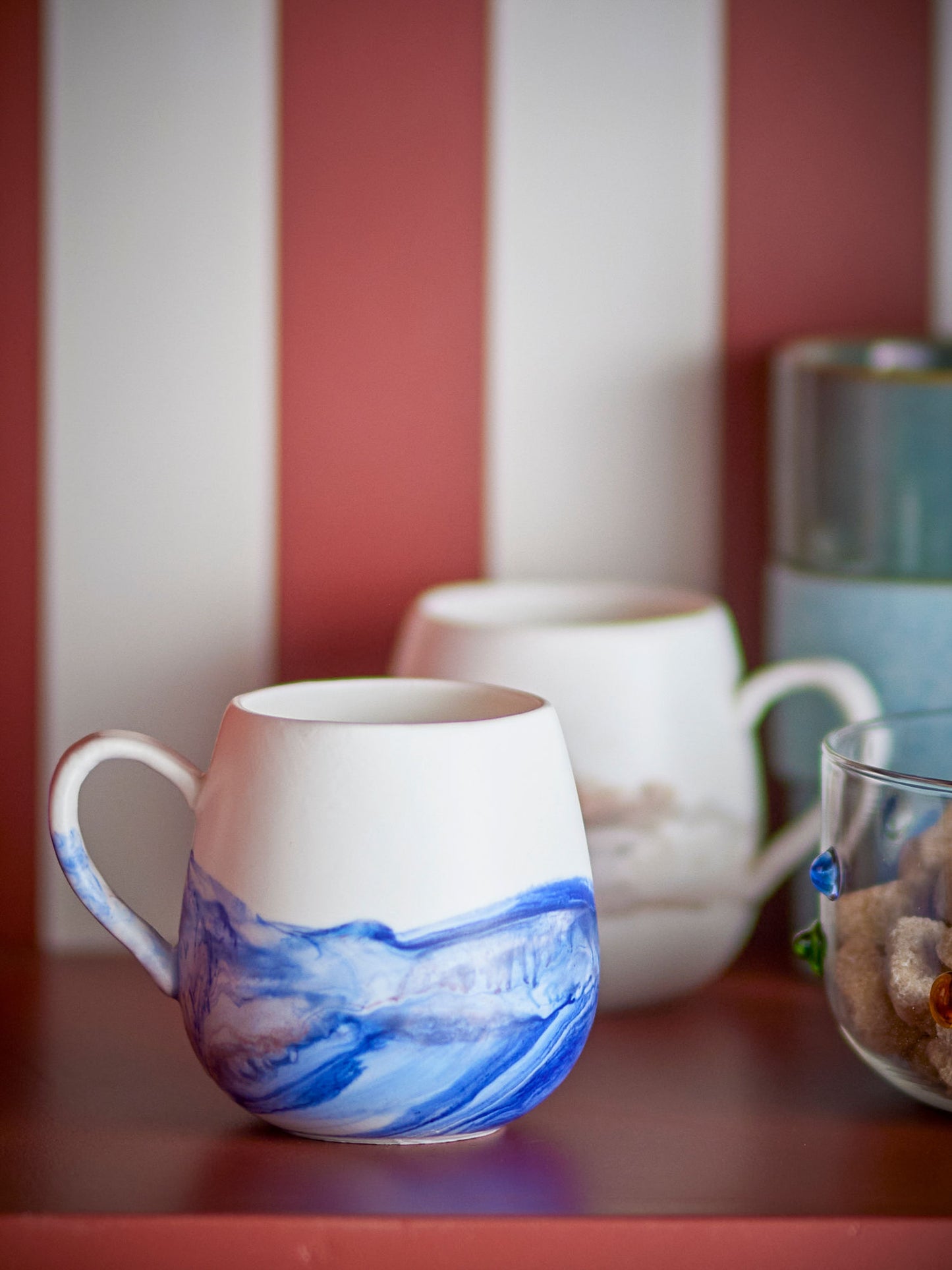 Bloomingville Lyre Tasse, Blau, Steingut