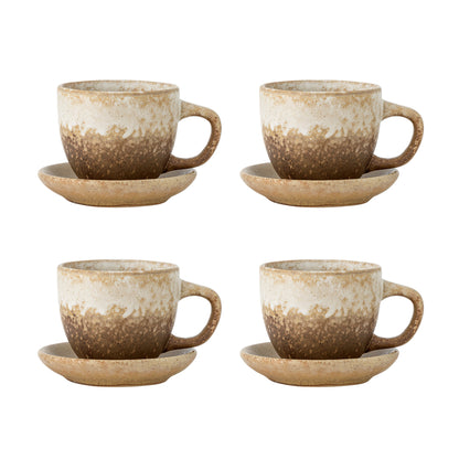 Bloomingville Brenta Tasse mit Untertasse, 4er Set