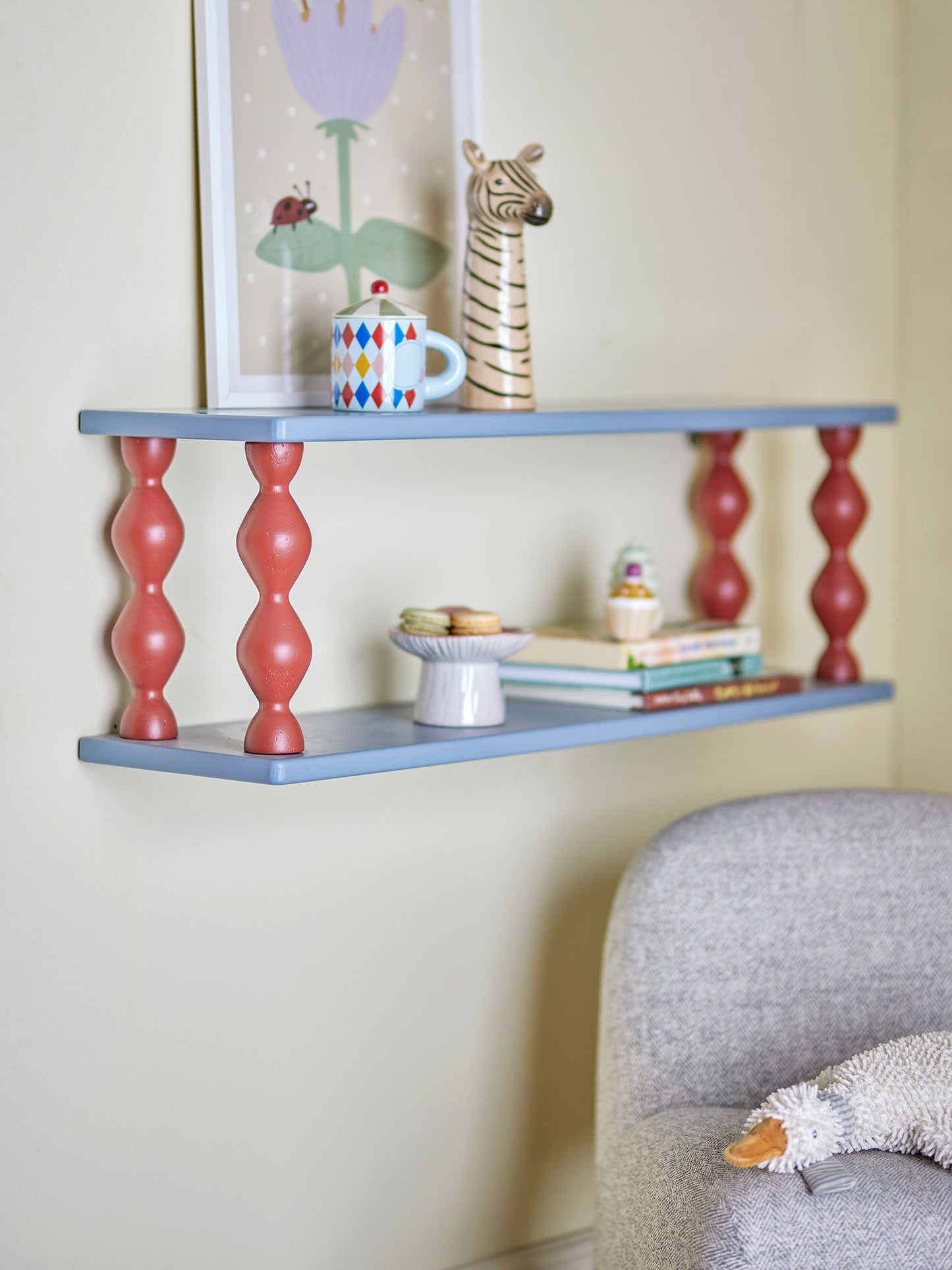 Bloomingville MINI Bibiola Regal, Blau, MDF