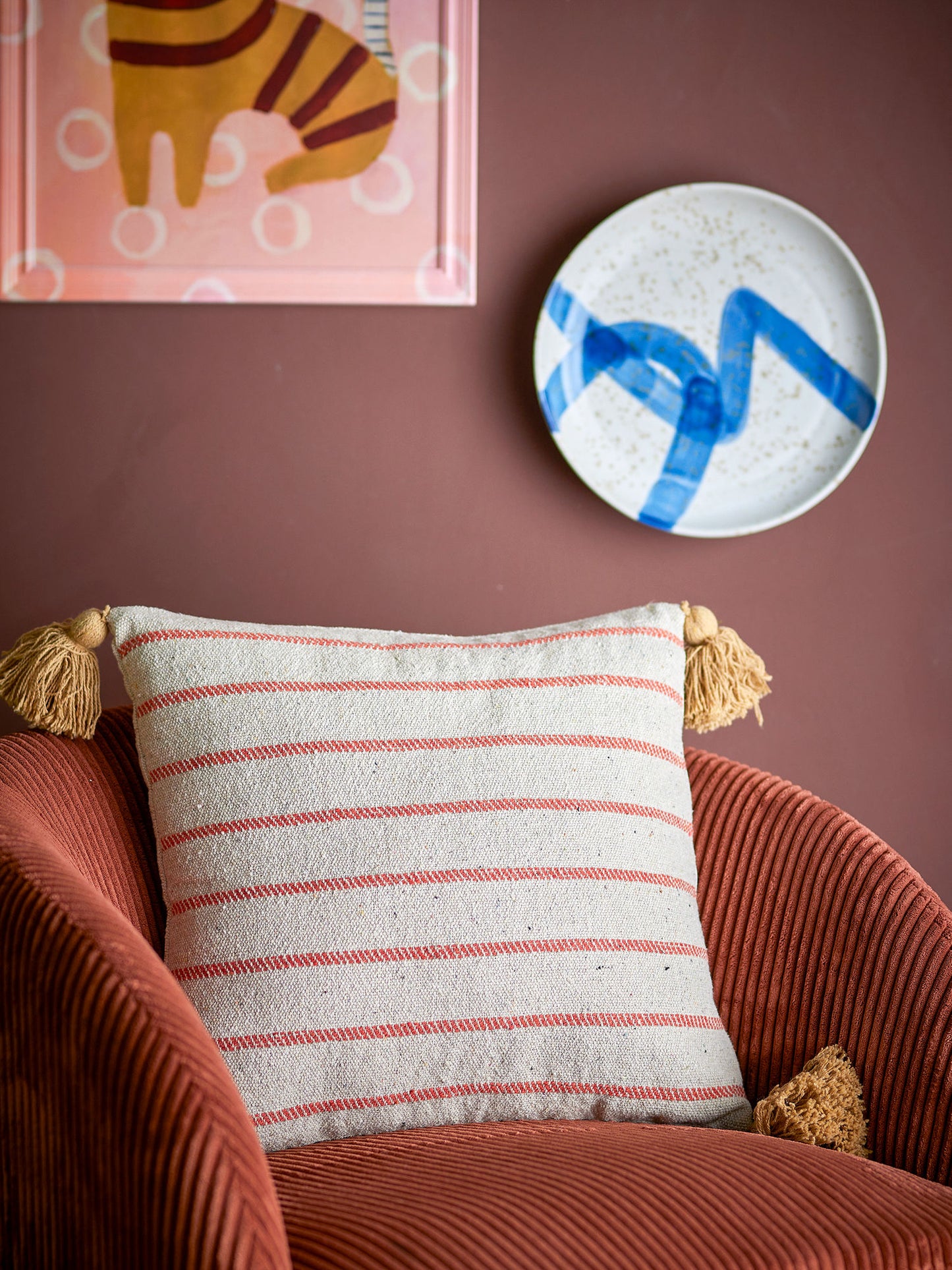 Bloomingville Eviaya Kissen, Bunt, Recycelte Baumwolle