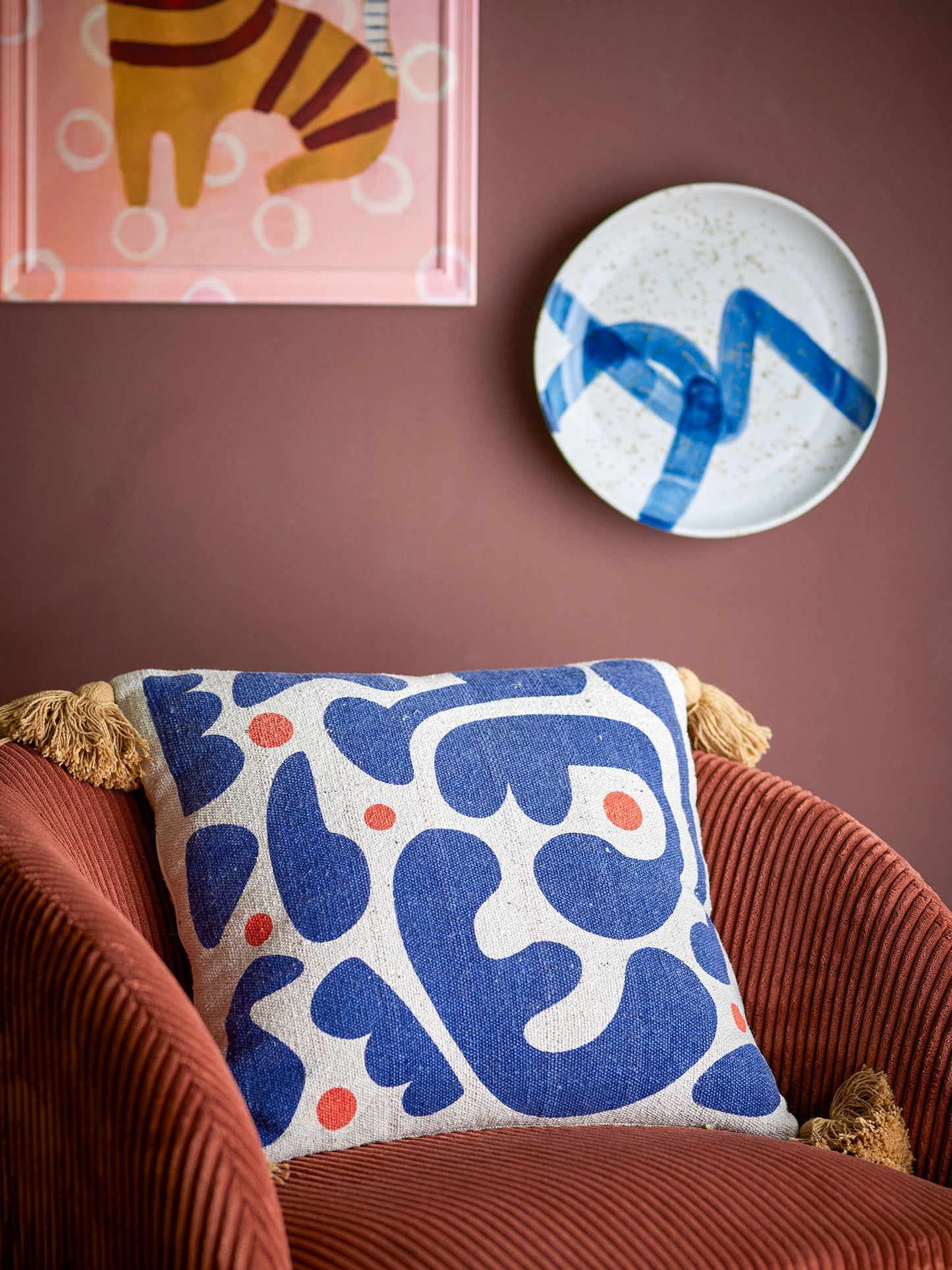 Bloomingville Eviaya Kissen, Bunt, Recycelte Baumwolle
