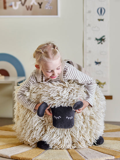 Bloomingville MINI Dolly Pouf, Weiß, Wolle