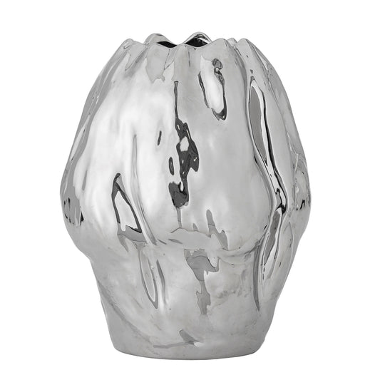 Bloomingville Bobby Vase, Silber, Steingut
