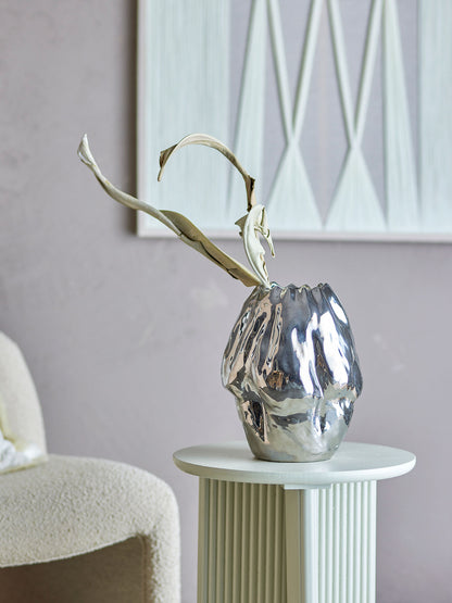 Bloomingville Bobby Vase, Silber, Steingut