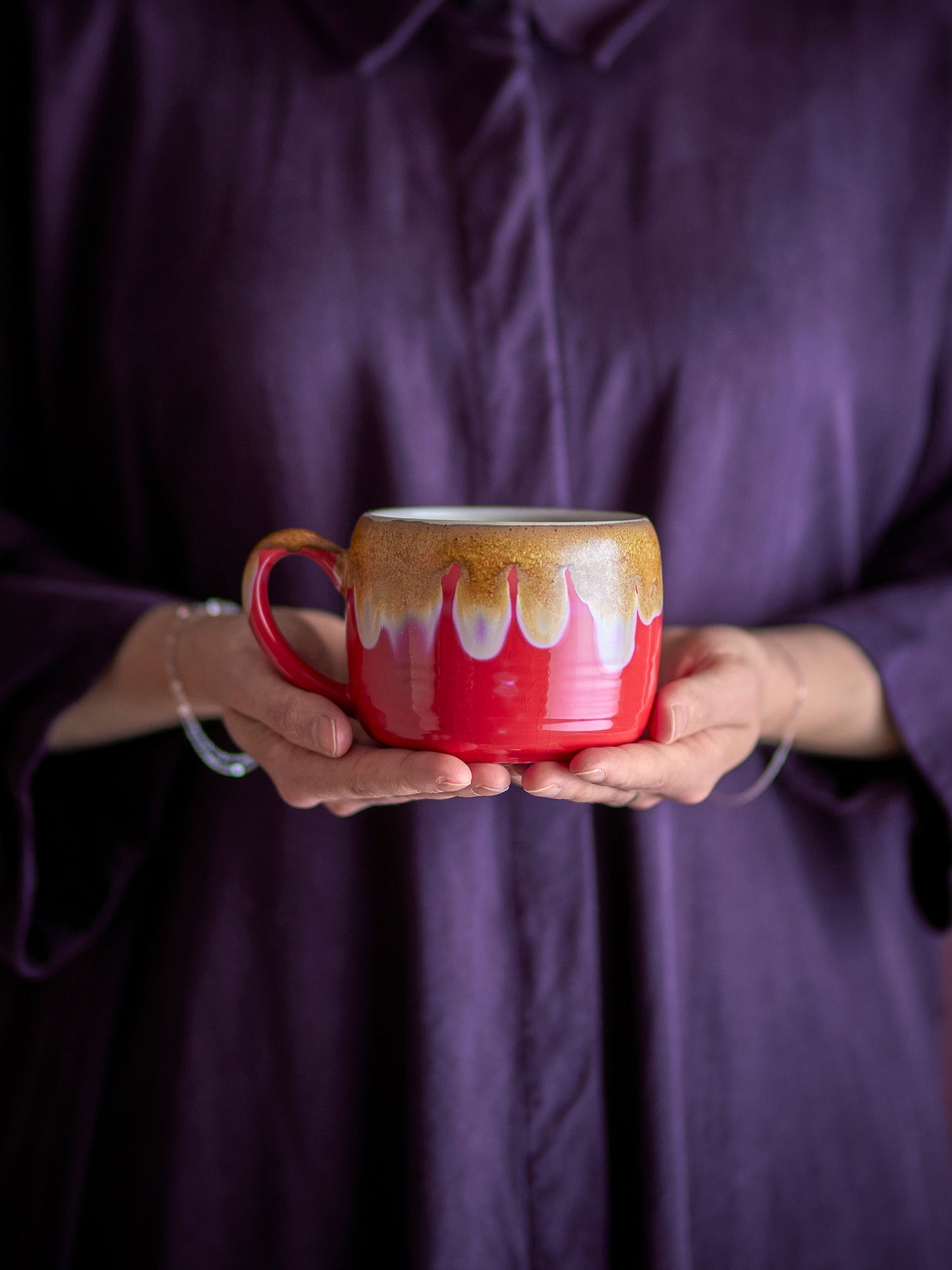 Bloomingville Sheen Tasse, Rot, Steingut